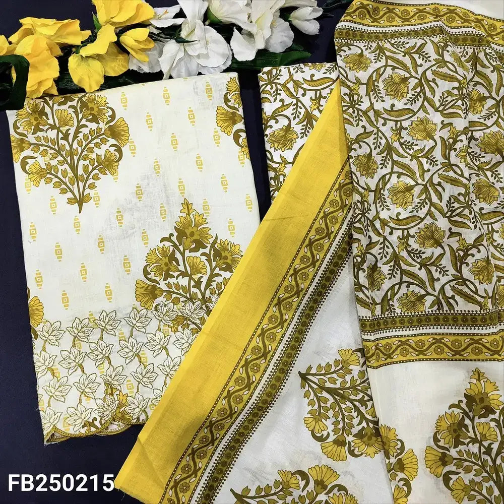 Pastel yellow printed soft cotton salwar material ap250215-Neidhal