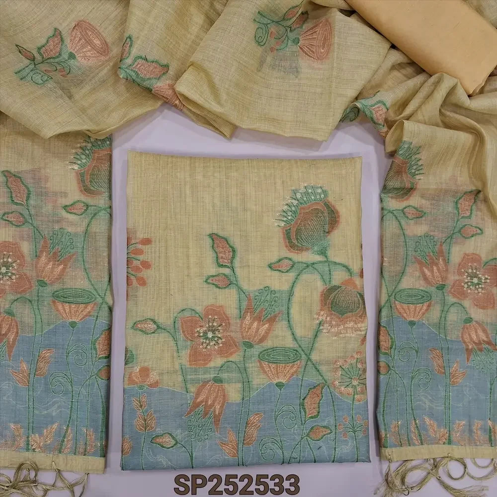 Pastel Yellow silk cotton salwar material SP252533-Neidhal