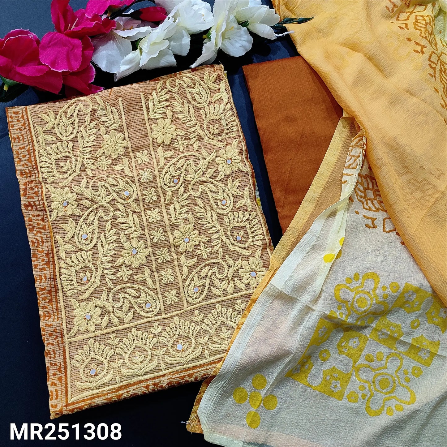 Pastel yellow super net salwar material mr251308-Neidhal