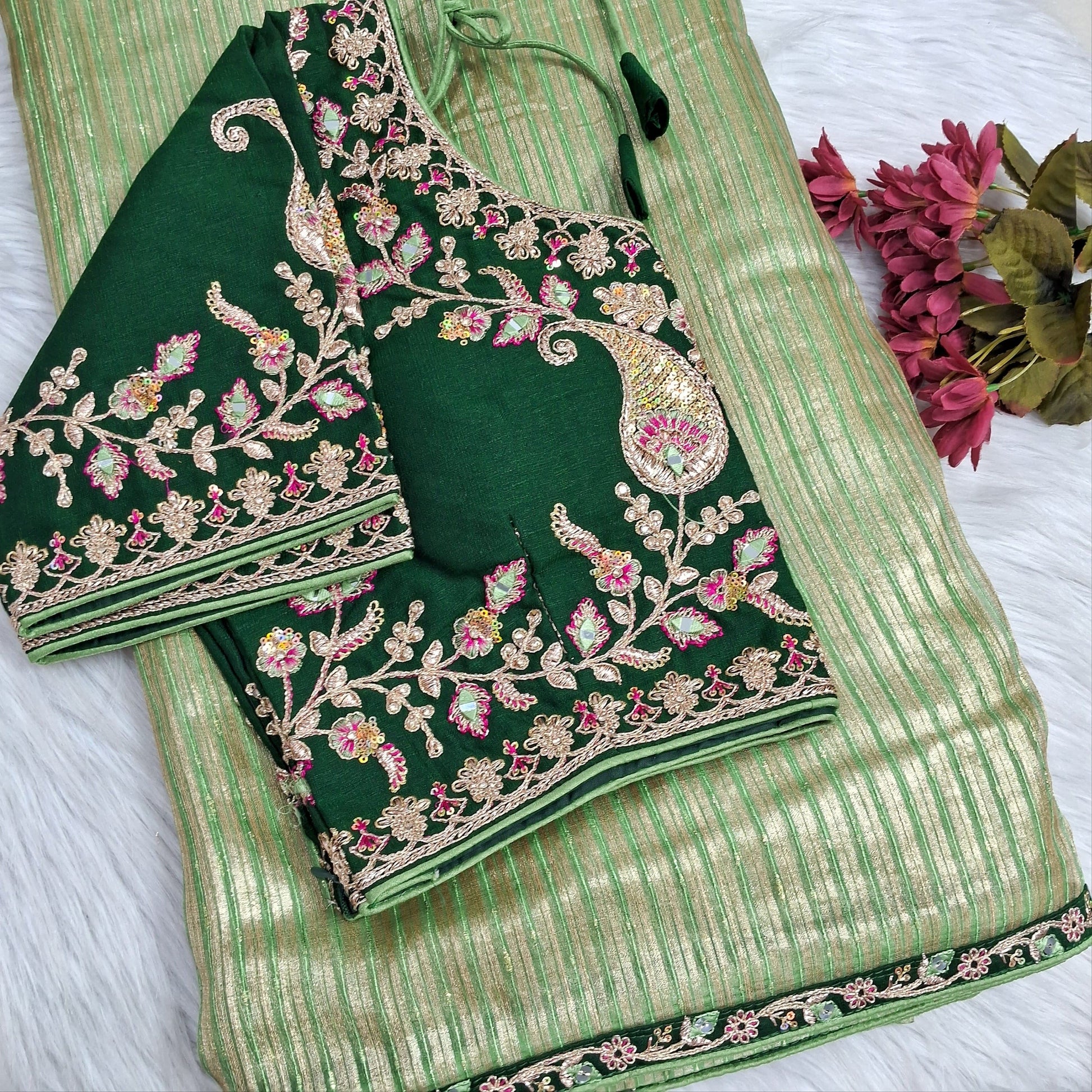Patel green organza saree ns230-Neidhal