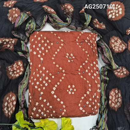 Peach bandhini pure cotton salwar material ag250710-Neidhal