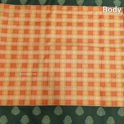 Peach checked printed semi chappa silk saree ns38-Neidhal