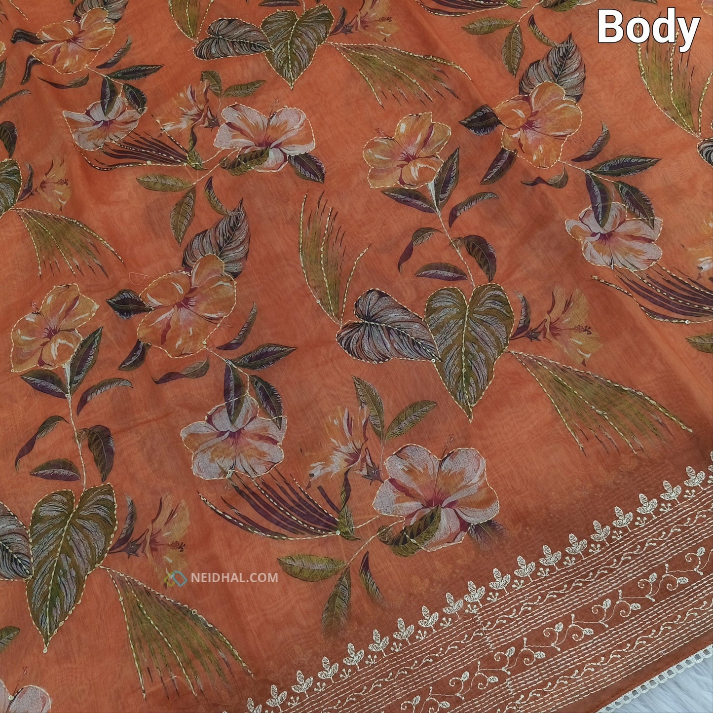 Peach designer digital printed soft silk cotton saree ns55-Neidhal