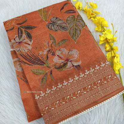 Peach designer digital printed soft silk cotton saree ns55-Neidhal