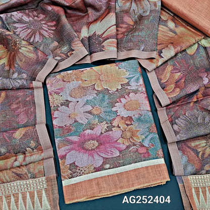 Peach designer jamdani woven silk cotton salwar material ag252404 Neidhal