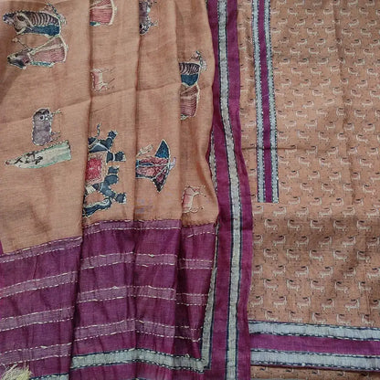 Peach digital deer printed silk cotton salwar material mr252512-Neidhal