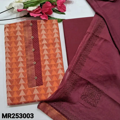 Peach printed handloom cotton unstitched salwar material mr253003-Neidhal
