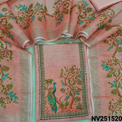 peach tissue silk cottton unstitched salwar material nv251520-Neidhal