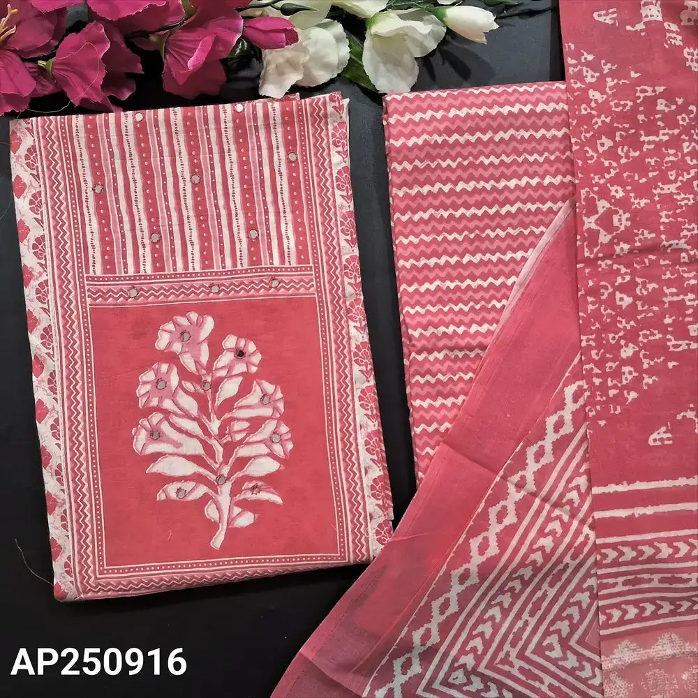 Peachish pink cotton salwar material ap250916-Neidhal