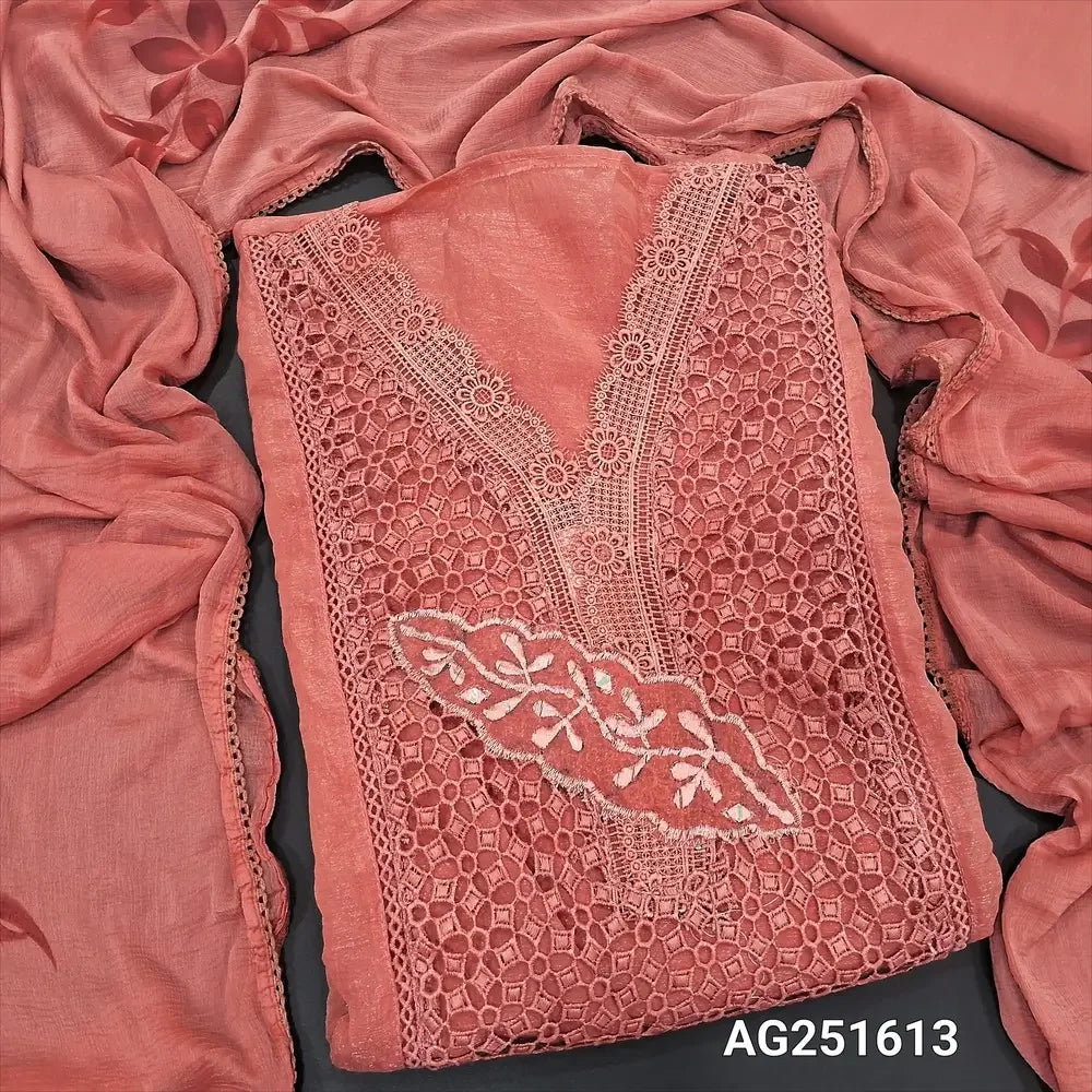 Peachish pink crinkled jimmy choo salwar material ag251613-Neidhal