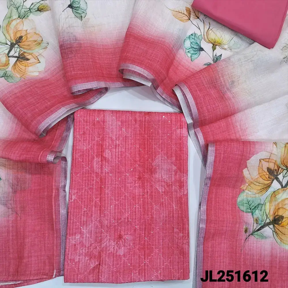 Peachish pink digital printed fancy silk cotton salwar material jl251612-Neidhal