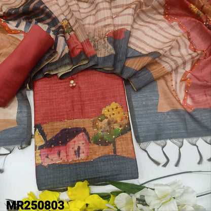 Peachish pink digital printed jute silk salwar material mr250803-Neidhal