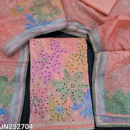 Peachish pink digital printed semi linen salwar material jn252704-Neidhal