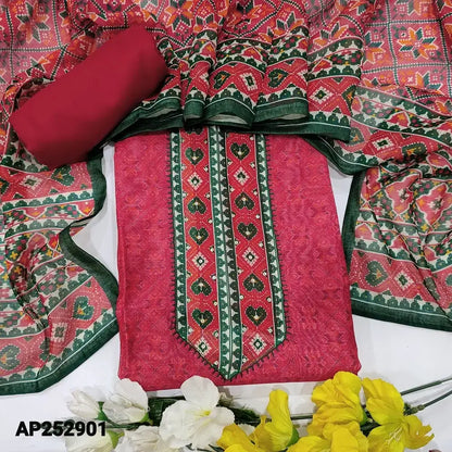 Peachish pink digital printed silk cotton salwar material ap252901-Neidhal