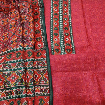 Peachish pink digital printed silk cotton salwar material ap252901-Neidhal