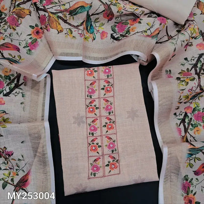 Peachish pink digital tissue silk cotton salwar material my253004-Neidhal