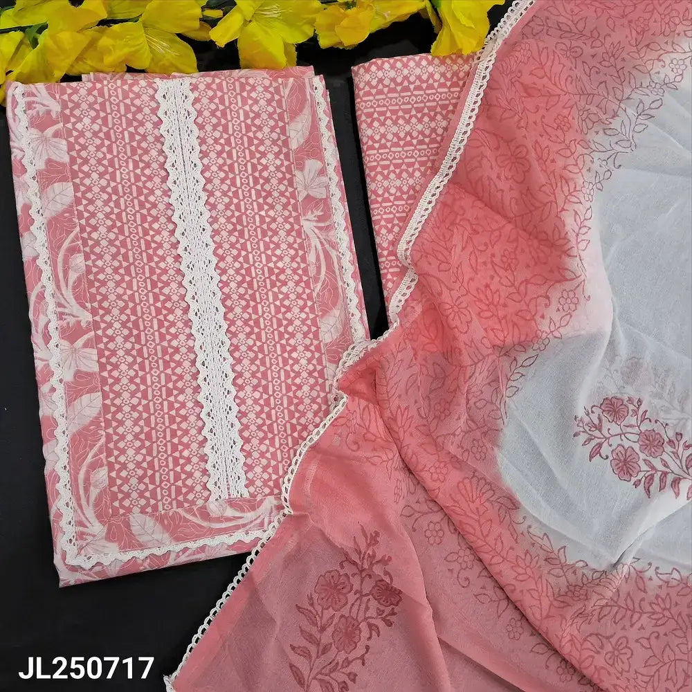 Peachish pink floral printed cotton salwar material jl250717-Neidhal