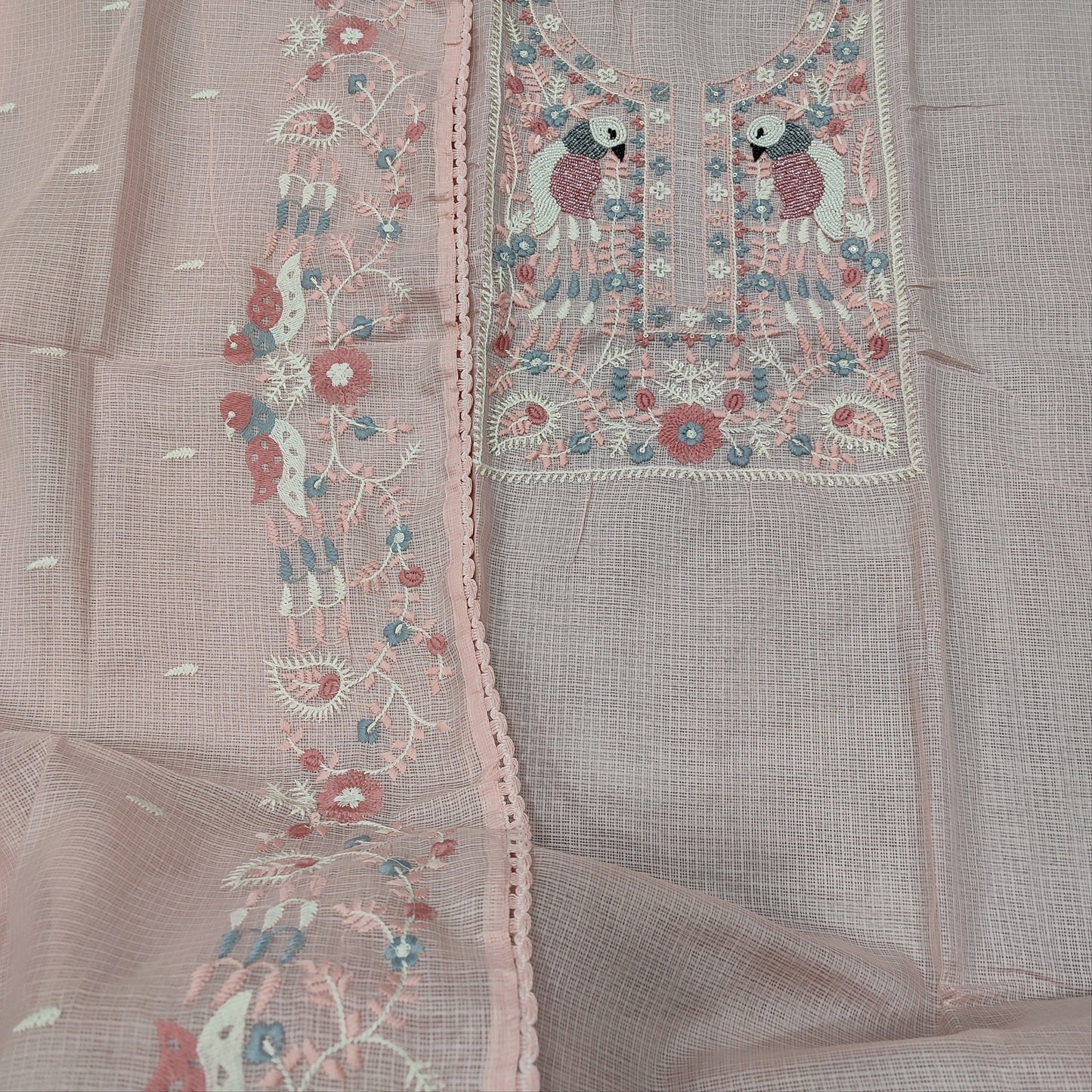 Peachish pink kota salwar material mr252014-Neidhal