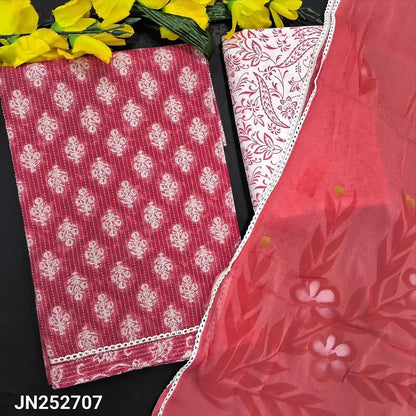 Peachish pink printed kantha cotton salwar material jn252707-Neidhal