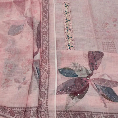 Peachish pink semi linen salwar material ap252412-Neidhal