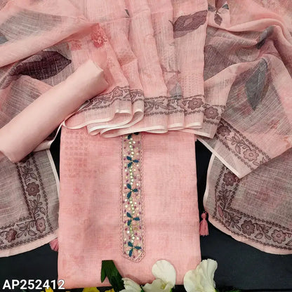 Peachish pink semi linen salwar material ap252412-Neidhal