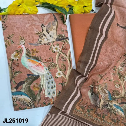 Peachish pink semi linen salwar material jl251019-Neidhal