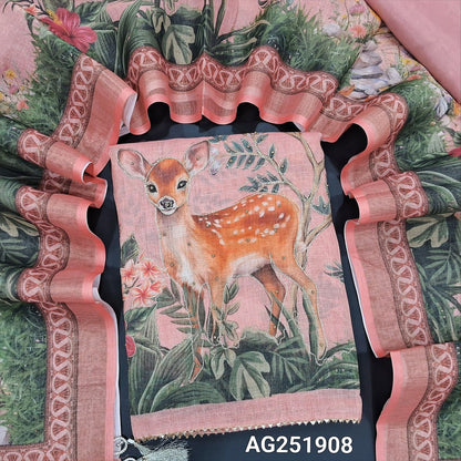 Peachish pink tissue linen salwar material ag251908 Neidhal