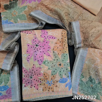 Peachish yellow digital printed semi linen salwar material jn252702-Neidhal