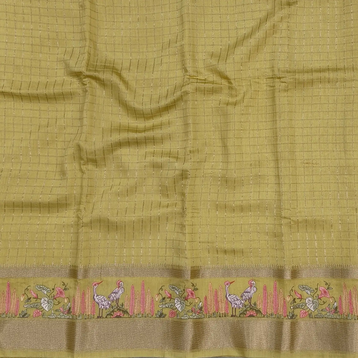 Designer pastel yellow assam silk saree with zari stripes all over (Soft, Thin) embroidered gap borders, zari stripes on pallu, running bluose with zari stripes and borders. NS305