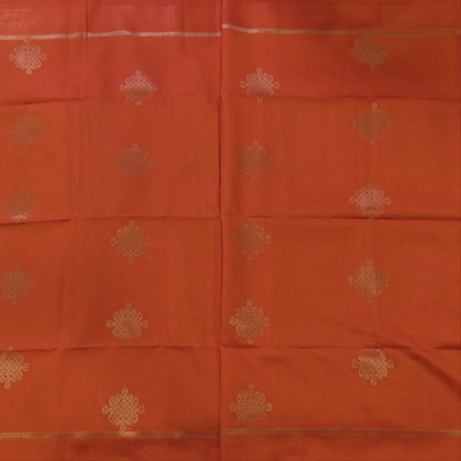 Orange semi tussar saree, with rich traditional zari weaving all over (thin, Textured) rich pallu, running blouse with zari woven buttas and borders. NS316
