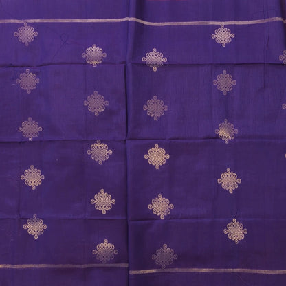 Purple semi tussar saree, with rich traditional zari weaving all over (thin, Textured) rich pallu, running blouse with zari woven buttas and borders. NS317