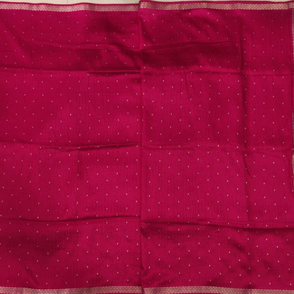 Bright pink viscous silk saree with zari buttas all over, thin double side zari borders (Thin, Soft) Striped pallu, zari and tissue striped running blouse. NS321