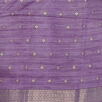 Lavender premium ribbed silk saree(textured,thin)with silver and antique gold zari,weaving all over,antique gold zari woven pallu,running blouse with zari woven buttas and borders. NS246