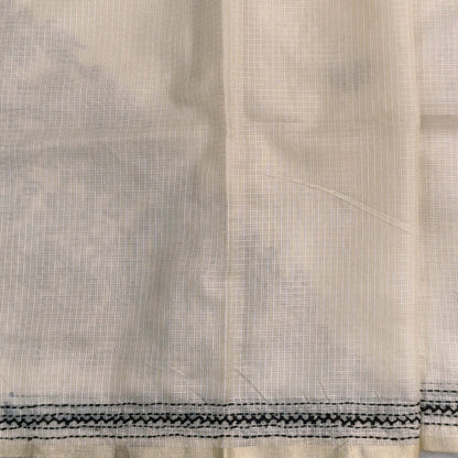 Rich beige premium kota silk saree with rich hand embroidery all over,(soft,thin)rich embroidery on pallu,running kota silk blouse with borders. NS269