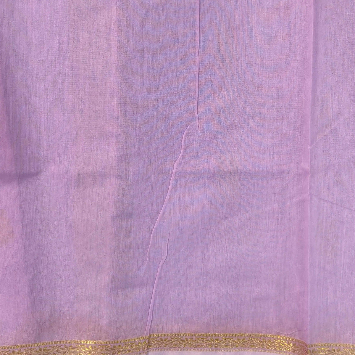Pastel blue and lavender semi maheshwari silk cotton saree (thin, lightweight) zari woven borders and buttas all over, contrast pallu, plain running blouse with borders. NS363