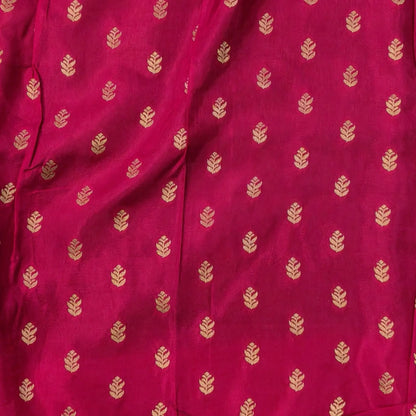 Purple jakard viscous silk saree with zari woven buttas all over, contrast double side gold and silver zari woven border (Silky, Thin)Contrast pallu with striped, crepe silk blouse with zari buttas. NS368