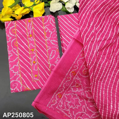Pink bandhini printed cotton salwar material ap250805-Neidhal
