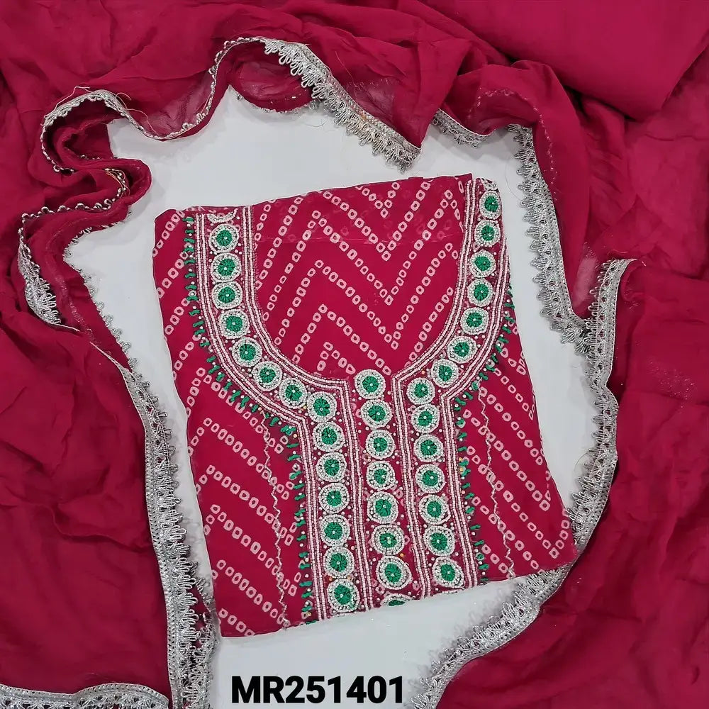 Pink bandhini printed organza salwar material mr251401-Neidhal