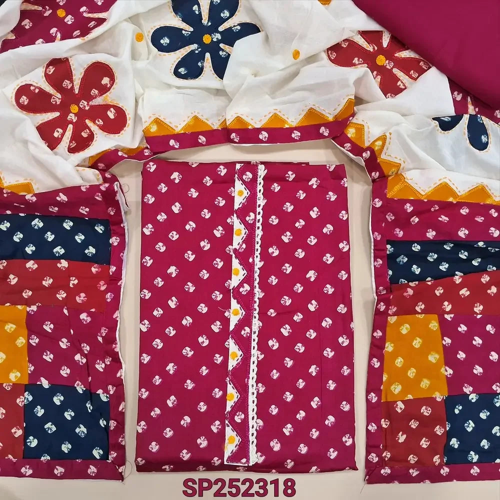 Pink bandhini printed satin cotton salwar material SP252318-Neidhal