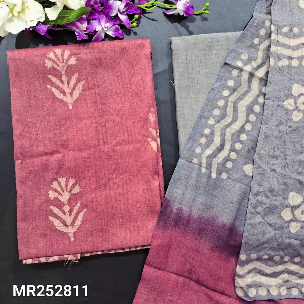Pink batik bagalpuri jute silk cotton salwar material mr252811-Neidhal