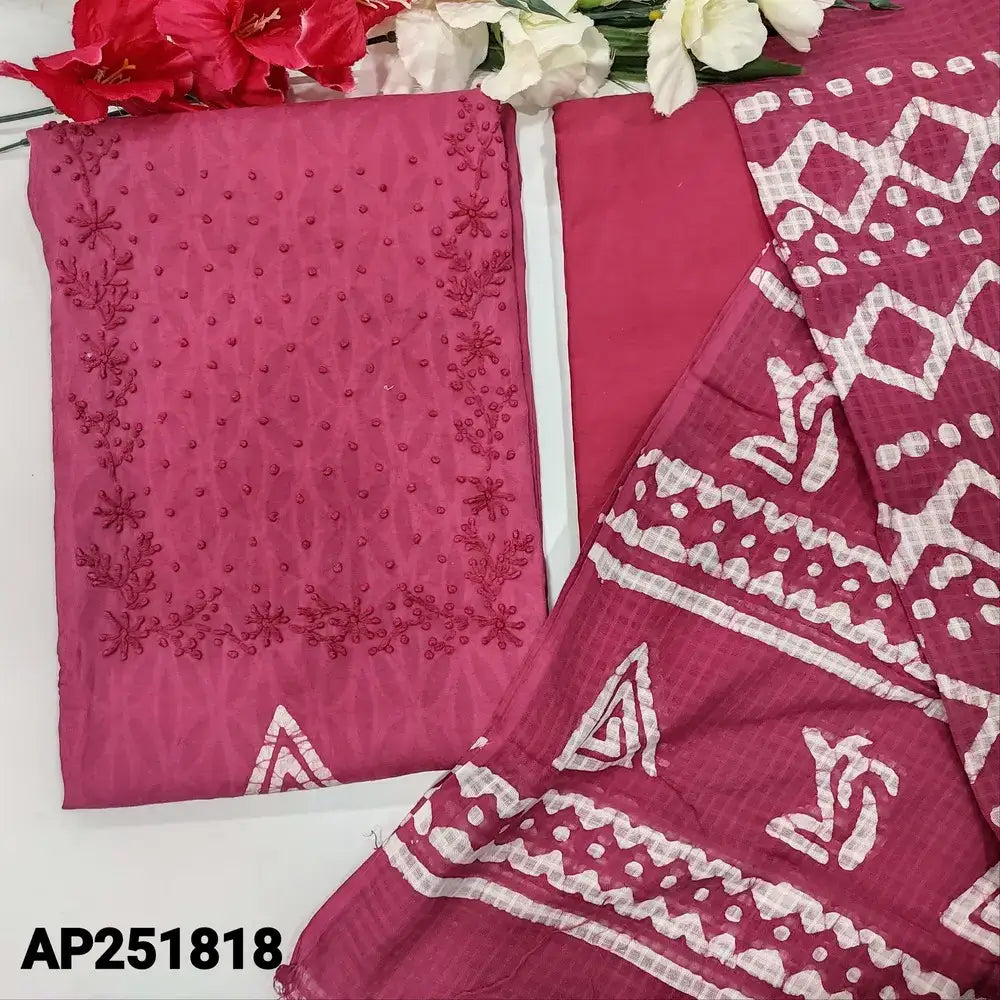 Pink Batik Dyed Pure Jacquard Cotton Salwar Material Ap251818 -Neidhal