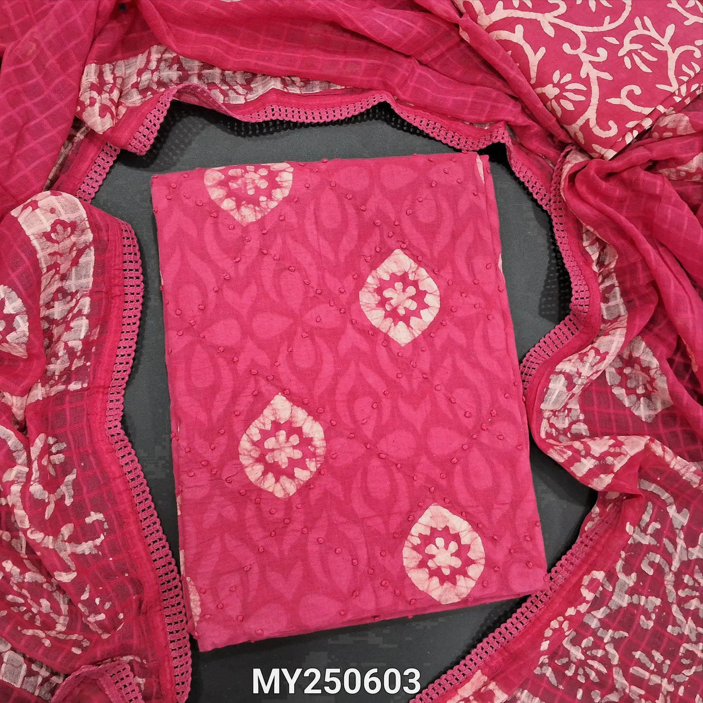 Pink batik jakard cotton salwar material my250603-Neidhal