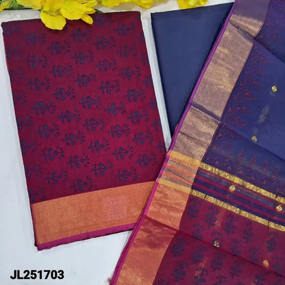 Pink block printed fancy silk cotton salwar material jl251707-Neidhal