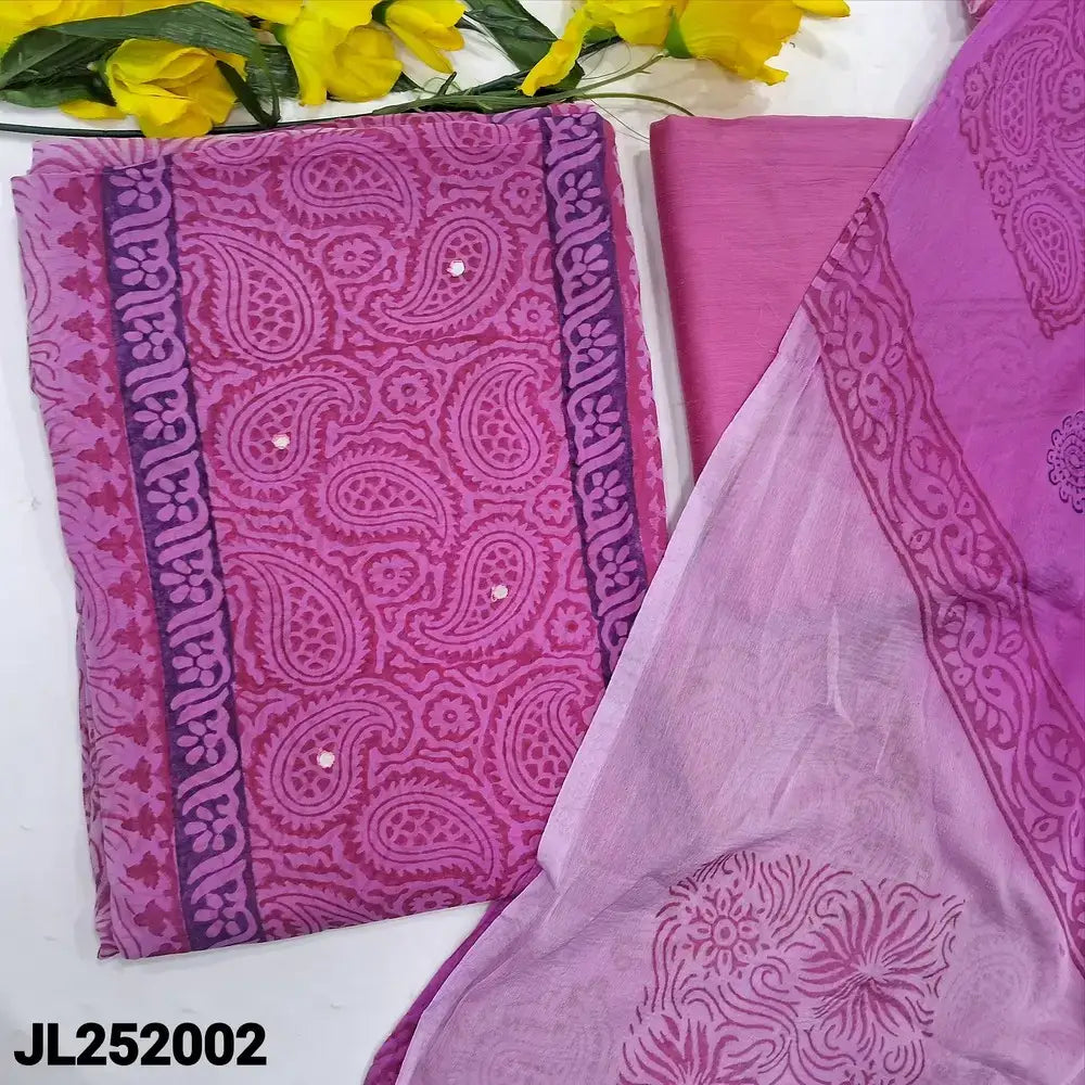 Pink block printed semi georgette salwar material jl252002-Neidhal