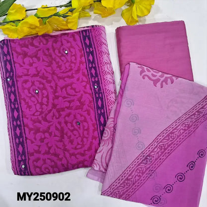 Pink block printed semi georgette salwar material my250902-Neidhal