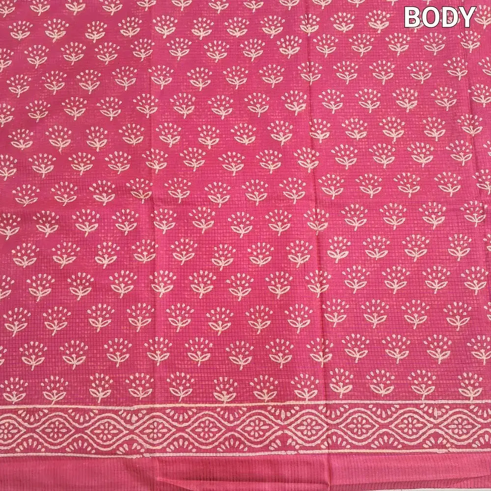 Pink block printed soft silk cotton saree ns214-Neidhal