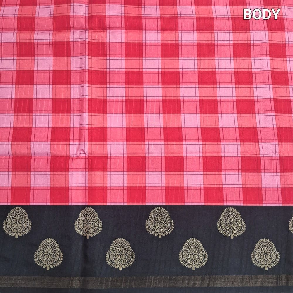 Pink checkered printed chappa silk saree ns227-Neidhal