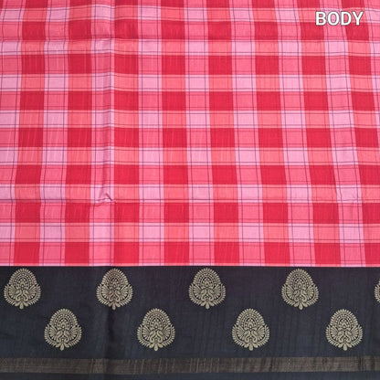 Pink checkered printed chappa silk saree ns227-Neidhal