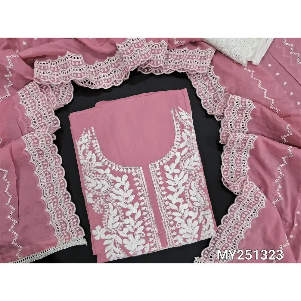 Pink chikankari embroidered mul cotton salwar material my251323-Neidhal