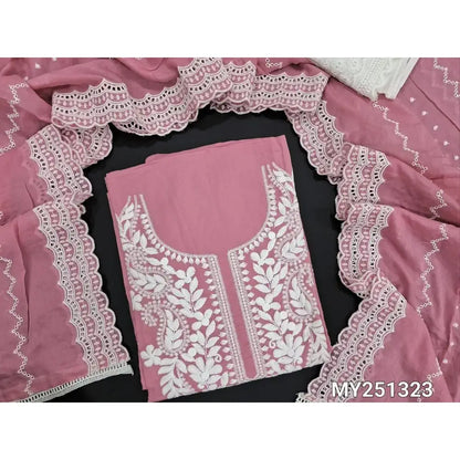 Pink chikankari embroidered mul cotton salwar material my251323-Neidhal
